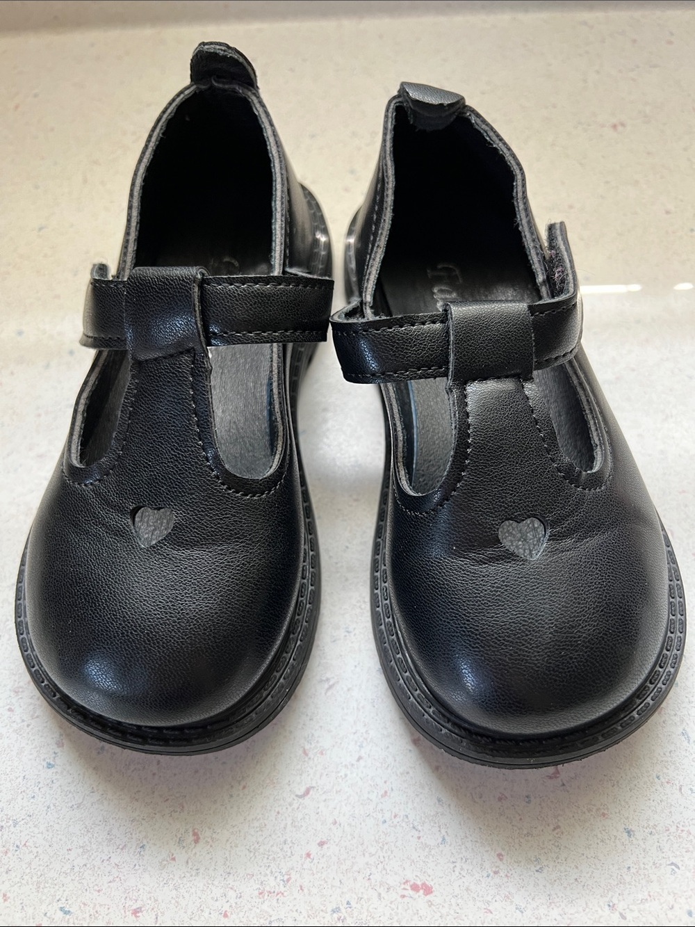Kids Black Heart T-Strap Maryjane Shoes